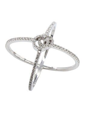 Gucci Ring GG Running Cross Diamond 18K White Gold